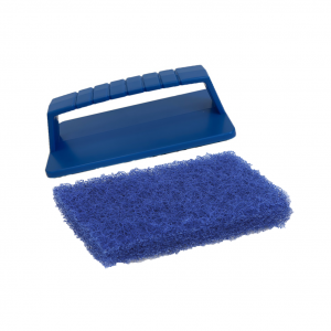 Scrubbie padhouder de luxe met handschuurpad blauw compleet