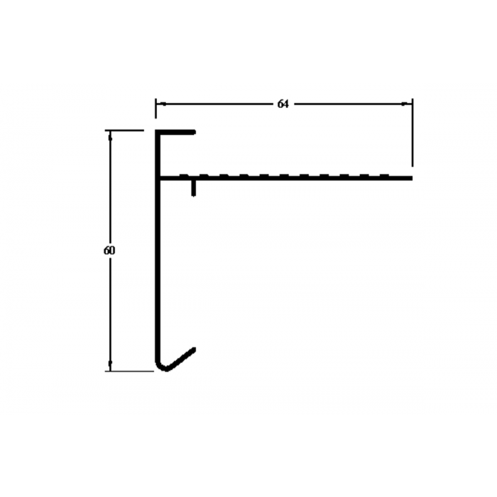 Aluminium Daktrim Antraciet RAL7016 - 60 x 64 x 2500 mm