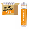 12 stuks Siliconen kit RAL 9010 310ml - pakketvoordeel